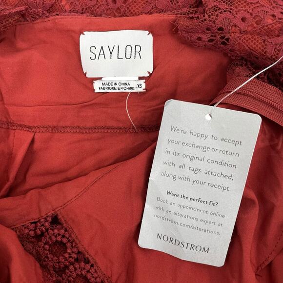 Saylor Celia Puff Shoulder Lace Mini Dress Russet Orange Size XS - Picture 11 of 12